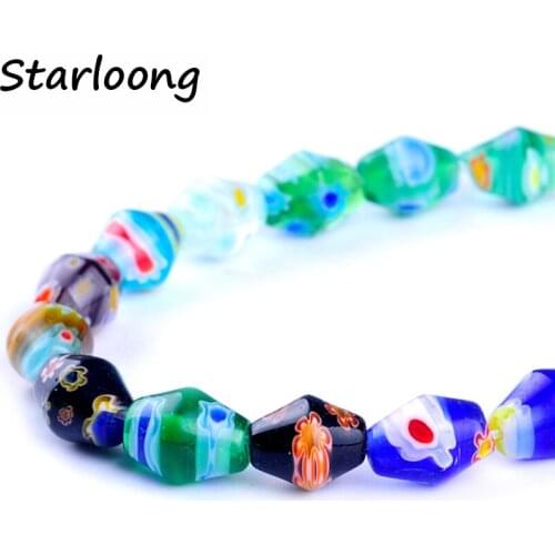 37pcs/string colors mixed 8*10mm vase shape flower lampwork glazed glass beads for bracelet necklace DIY jewelry making