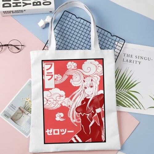 Darling in the Franxx shopping bag reusable tote handbag eco bolsas de tela shopping bag woven reusable bolsas ecologicas custom