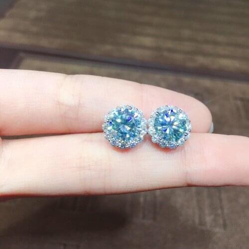 Elegant 1ct Aquamarine cz Stud Earring 100% Real 925 sterling silver Jewelry Party Wedding Earrings for Women Bridal Gift