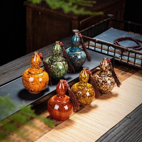Hot selling pet urn kiln ceramic mini size gourd creative jar animal cremation ash moistureproof antiseptic sealed altar souveni