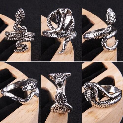 Retro Bohemian Punk Style Vintage Snake Ring Fashion Trend Snake Simple Personality Party Ring Female Hip Hop Jewelry