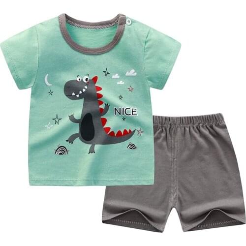 Children Boy Summer Clothing Set Girls Boutique Outfits Cartoon Cotton Kids Fashion Child T-shirts Pants Shorts 2 Pieces Suits