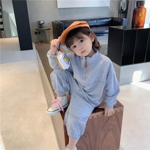 Girls' Japanese and Korean version suits spring 2021 new childrens casual spring sweater baby fashion two-piece suit