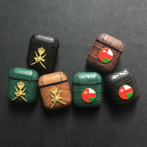 Oman National Flag National Emblem Leather Earphone Case For Apple Airpods Wireless Bluetooth Headset Hard Cover For Air Pods