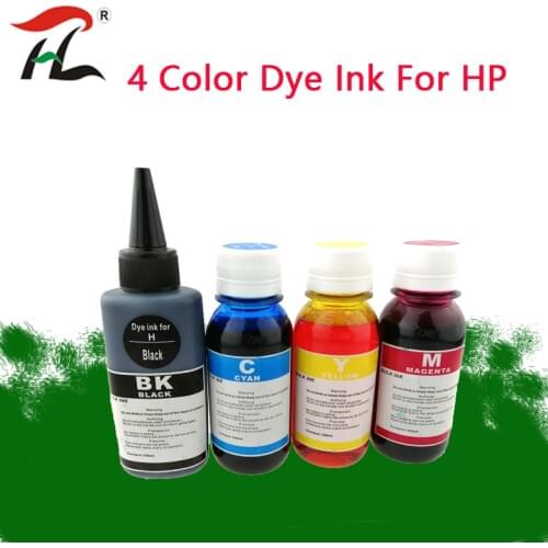 4 Color Dye Ink For HP,4 Color+100ML,for HP Premium Dye Ink,General for HP printer ink all models 302XL 62XL 63XL 301XL 304XL