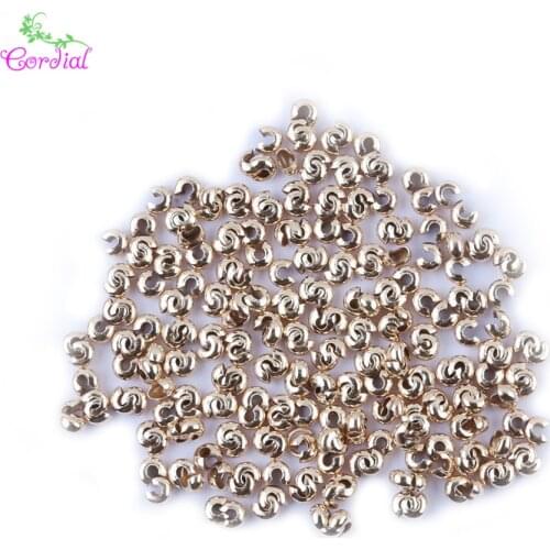 Fashion Gold Ring 4mm 1000Pcs/Lot Copper Smooth Round Crimp Beads Crimp Covers For DIY Charms Necklace Jewelry Accessories