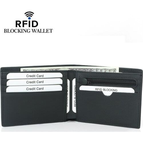 RFID Blocking Man Carbon Fiber Thin Wallets PU Leather Slim Black Bank Credit Card Holder For Male Simple Short Purse