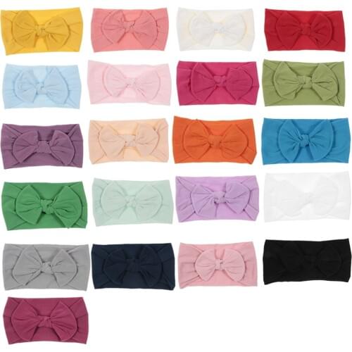 Nishine 10pcs/lot Newborn Hair Bows Headband Elastic Chiffon Bow Nylon Kids Handmade Headwraps Hair Accessories Christmas Gift