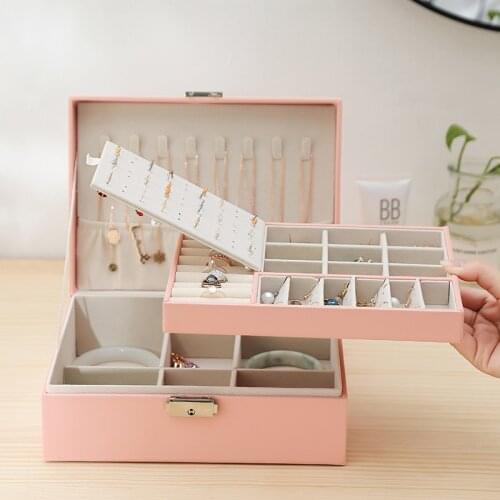 New Jewelry Storage Box PU Leather Display Organizador Case European-Style Jewelry Storage Box Multi-Function Packaging Gift