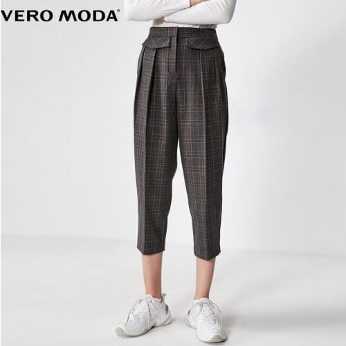 Vero Moda Women Vintage Plaid Mid Waist Cropped Pants | 32016J514