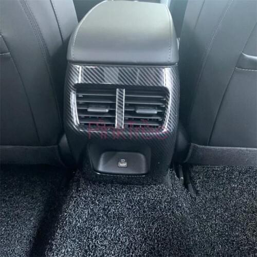 Car Styling Armrest Box Rear Air Condition Vent Cover Trim For Hyundai Sonata Sensuous DN8 2019 2020 Carbon Fiber Color