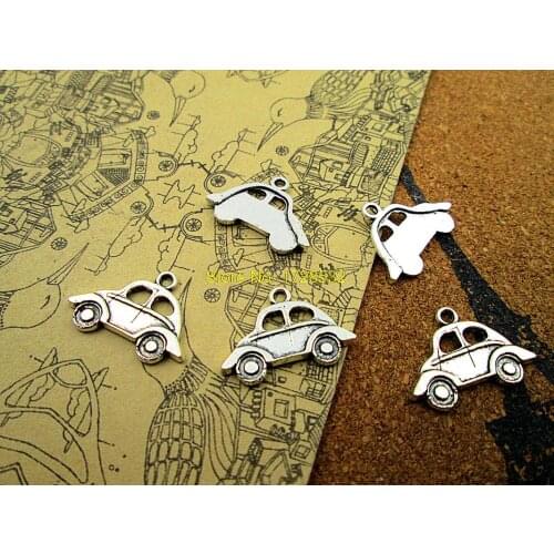 25pcs- cut car Charms Antique Tibetan silver cute car charm pendants 22x15mm