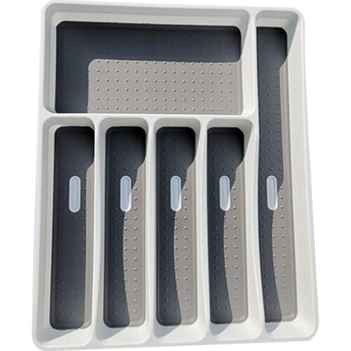 Separation Kitchen Drawer Organizer PP/TPR 1Pcs Drawer Cutlery Tray Western Style 40*32*4.5CM Gray Kitchen Accessories