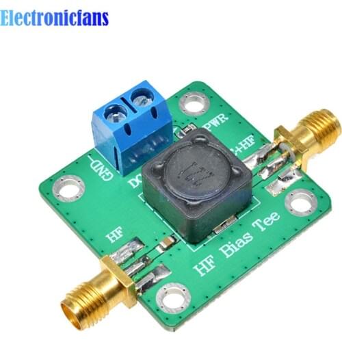 RF Microwave HF Bias Tee 50K-60MHz DC offset Feeder For RF Short Wave RTL SDR LNA HAM Radio Amplifier Antenna 33mmx33mm