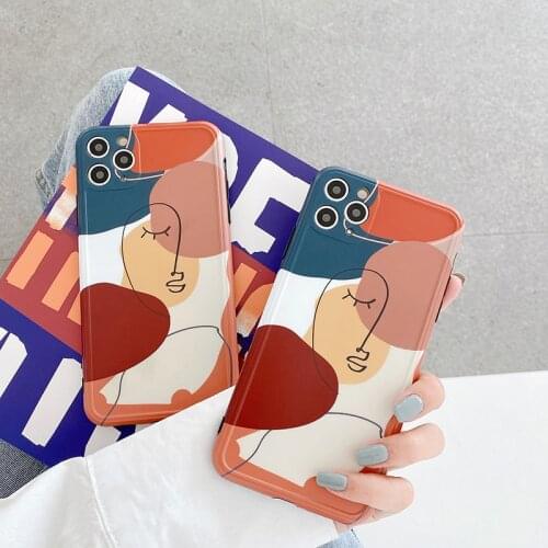 Luxury Art line human face Graffiti soft silicon phone case for apple iphone 12 MiNi 7 8 X XS XR MAX 11 Pro Plus SE back cover