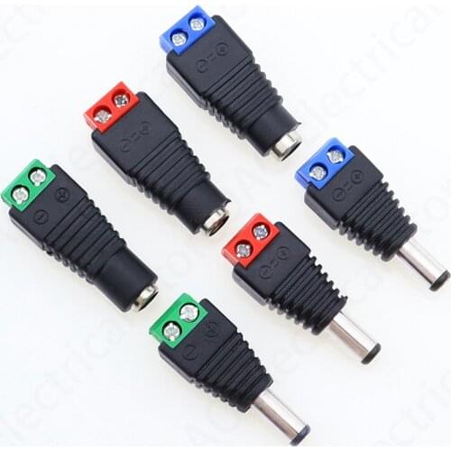 1 sets Male + Female 12V 2.1x5.5MM DC Power Jack Plug Audio AUX free welding socket Connector