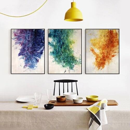 Nordic Modern Abstract Water Purple Green Orange Canvas Painting Restaurant Wall Picture Poster Home Living Room Decoration