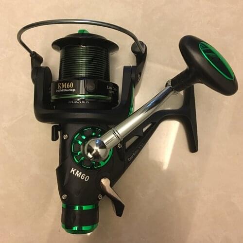 Spinning Reel for Carp Fishing with Front and Rear Double Drag Brake System Baitrunner Reel 4+1 Stainless Steel Ball Bearings