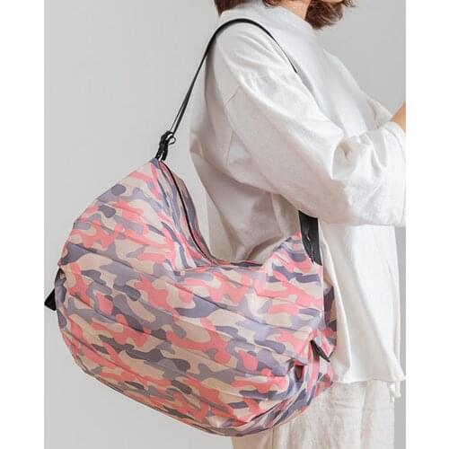 1pc 40*40cm Large Capacity Thick Nylon Foldable Bag Reusable Shopping Shoulderbag Waterproof Tote Bag for Gym Traveling Shopping