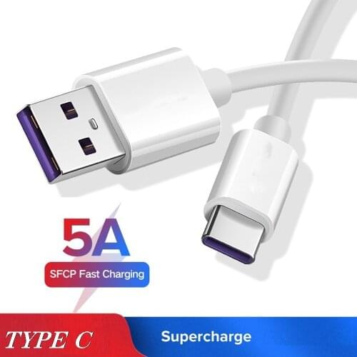 5A Super Fast Charger USB C Cable for Huawei P30 P20 Lite Xiaomi Mi 9 8 Quick Charge 3.0 Type C Charging for Samsung S10 9