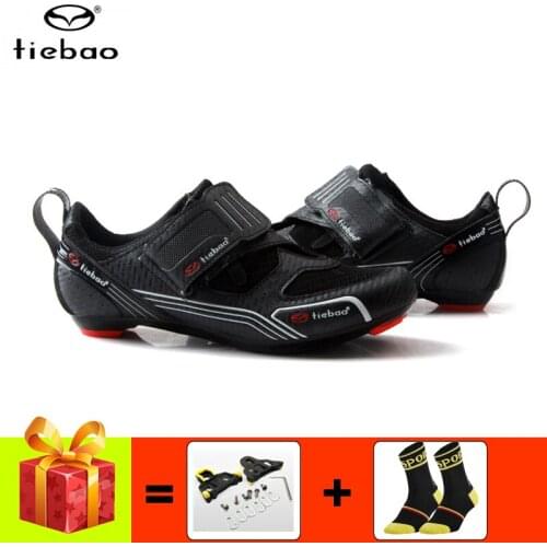 TIEBAO Road Cycling Shoes Bicicleta Triatlon Ultra-light Brethable Racing Bicycle Sneakers Add Cleats Outdoor Road Bike Footwear