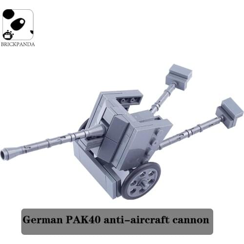 WW2 Military German PAK40 Cannon Building Blocks Weapon Army Soldier Figures Accessories Mini Brick Parts Children MOC Kit Toys
