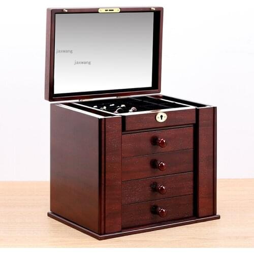 Necklace Earrings Drawer Type Storage Box Makeup Multi-layer Display Case Dressing Table Rings Watch Jewelry Organizer with Lock