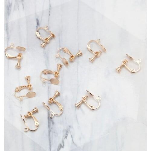 10Pcs No Piercing Screw Clip On Stud Earring Clips Blank Base Pad Jewelry Making
