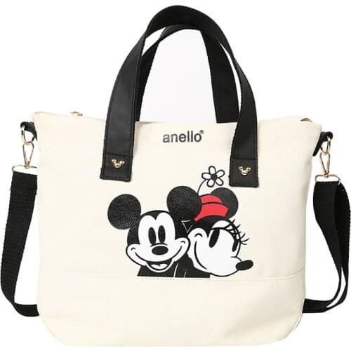 Disney Mickey Mouse Lady Canvas Crossbody Shoulder Bag Cartoon Fashion Minnie Handbag Large Capacity Shopping + Book Bag