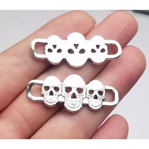 10pcs/lot--16x39mm, Antique silver plated skull connector charms ,DIY supplies, Jewelry accessories