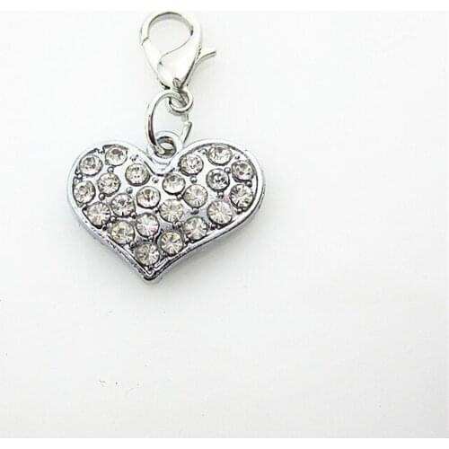 10pcs/lot Heart Dangle Charms Pendant Charms Lobster Clasp Hanging For Necklace Charm Bracelet Jewelry