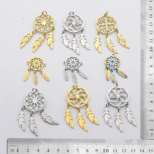 10pcs/lot Mix Designs Stainless Steel Boho Dream Catcher DIY Jewelry Charms Connector Wholesale Factory Price Top Quality