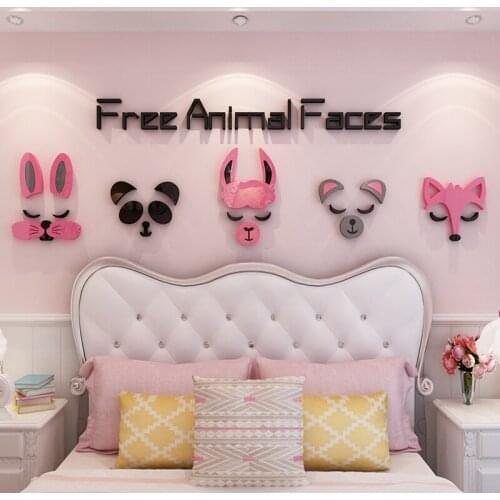 3D Cartoon Animal Acrylic Wall Stickers Panda Fox Rabbit ChildrenS Room Bedroom Sofa Background Wall Living Room Wall Sticker