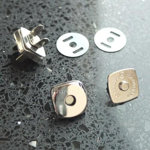 50 Magnetic Snap Purse 18mm 3/4" Square Button closure Clasp Bag Nickle