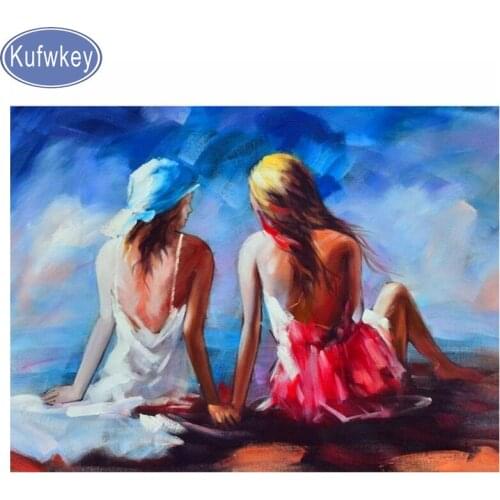 5D DIY Full Square/round Diamond Painting sale"sister" Cross Stitch Diy Diamond Embroidery two girl picture Diamond Mosaic art