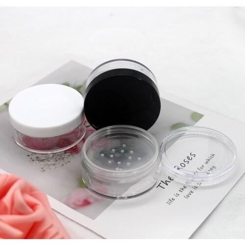 6pcs 17g Transparent Plastic Loose Powder Empty Jar Cosmetic Setting Powder Packaging Container with Inner Sieve
