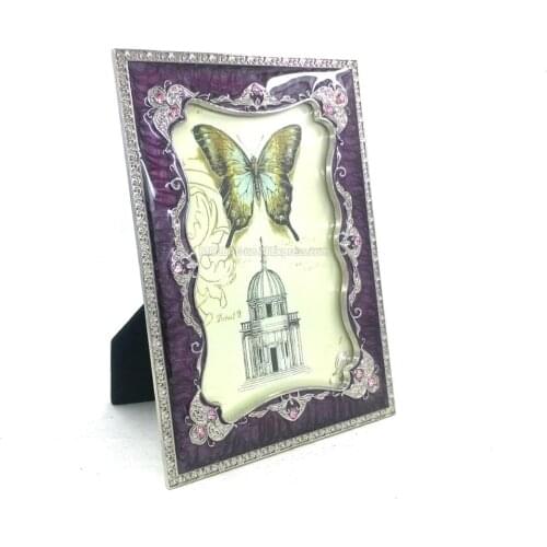6X4 Inch Tabletop Metal Photo Frame Chic Ornate Agate Purple Lace Crafts European Style Desk Picture Frame Home Table Decoration