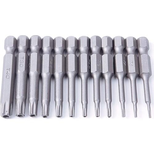 New 8/12Pcs 50mm Set Security Tamper Proof Magnetic Screwdriver Drill Bit Screw Driver Bits Hex Torx Flat Head 1/4" Hand Tools