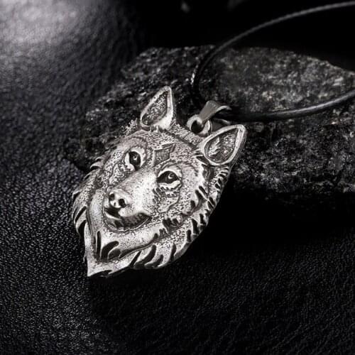 Fashion Tibetan Silver Wolf Head Pendant Necklace Amulet Animal Viking Men Gift Jewelry