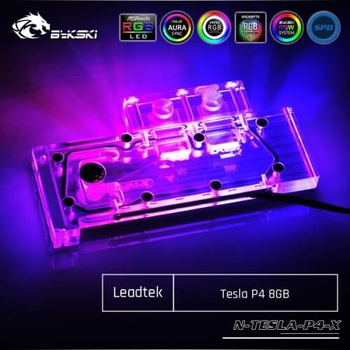 Bykski N-TESLA-P4-X, Full Cover Graphics Card Water Cooling Block For Leadtek Tesla P4 8G