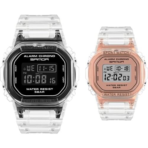 Digital Couple Watch Creative Transparent Wristwatch Women Lady Lovers Gift Fashion Outdoor Sport Date Waterproof Clock