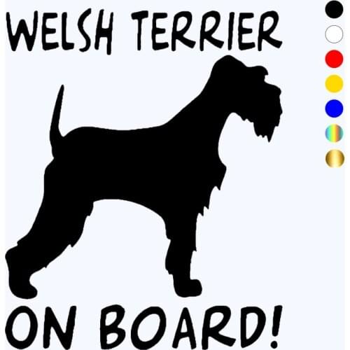 CK20437# Die-cut Vinyl Decal Welsh Terrier on Board Car Sticker Waterproof Auto Decors on Car Body Bumper Rear Window