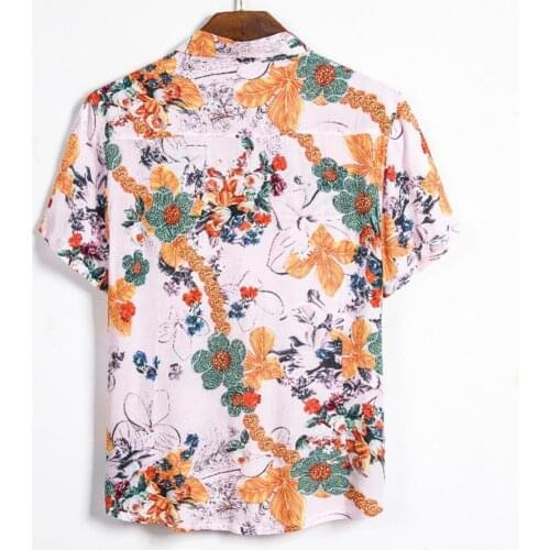 Floral Print 2021 Summer Mens Beach Shirt Fashion Short Sleeve Floral Loose Casual Shirts Plus Plus Size M-3XL Hawaiian Shirt