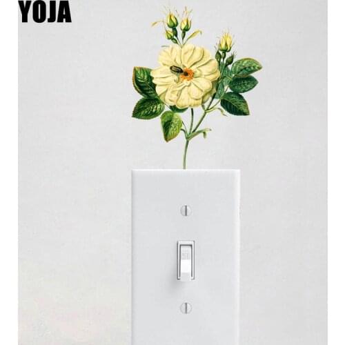 YOJA Living Room Decor Wall Sticker Switch Decal PVC Flower And Lovely Bee 12ss0096