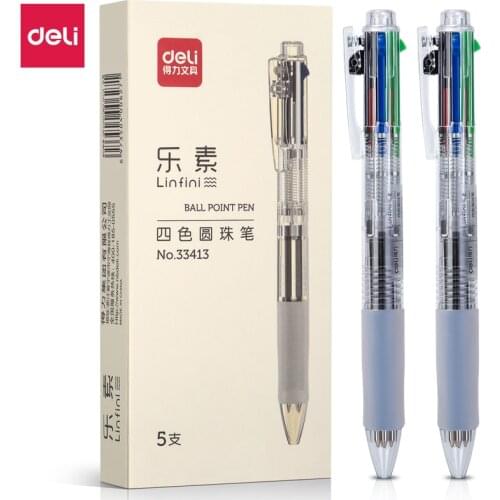 Deli 5pc/Set Multi-color Ballpoint Pen 4 In 1 Gel Pens 0.7MM Color Ink ручка шариковая School Student Office Stationery Supplies