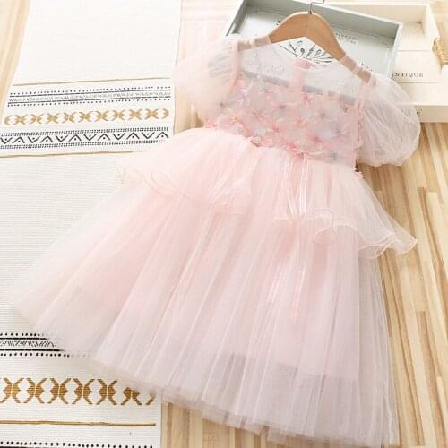 Kids Dresses for Party Princess Birthday Lace Embroidery Toddler Girls Dress Kids Costume Ball Gown 4-8Y