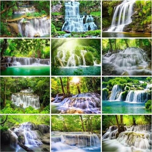 Evershine Diamond Painting Waterfall Full Square Round Diamond Embroidery Spring Scenery Rhinestone Art Home Decoration
