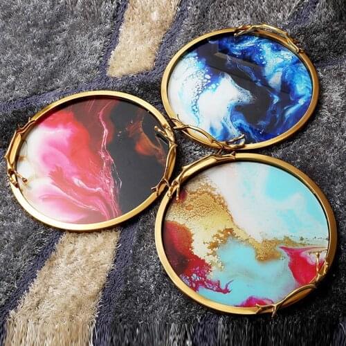 European Light Luxury Metal Disc Jewelry Tray Decoration Tea Tray Storage Model Room Soft Decoration