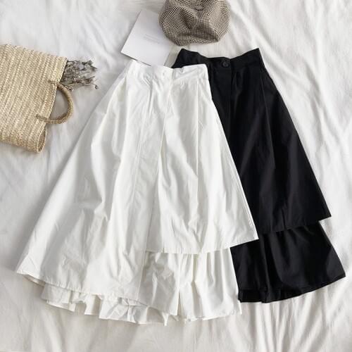 Korean Retro Loose High Waist Irregular Skirt Women Spring Black White Midi Skirt Gothic Jupe Punk Streetwear Girls Long Skirt