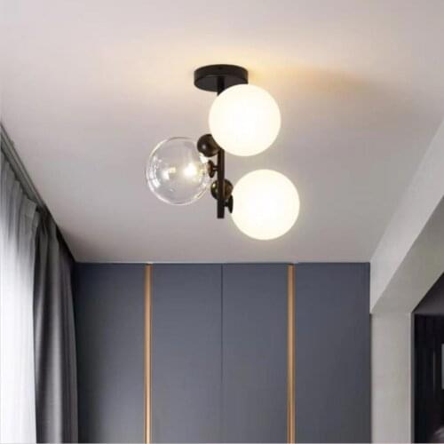 Creative Sphere Corridor Bedroom Study Kitchen Glass Ball Ceiling Lamp Nordic Style Clear White Glass Led Ceiling Lights